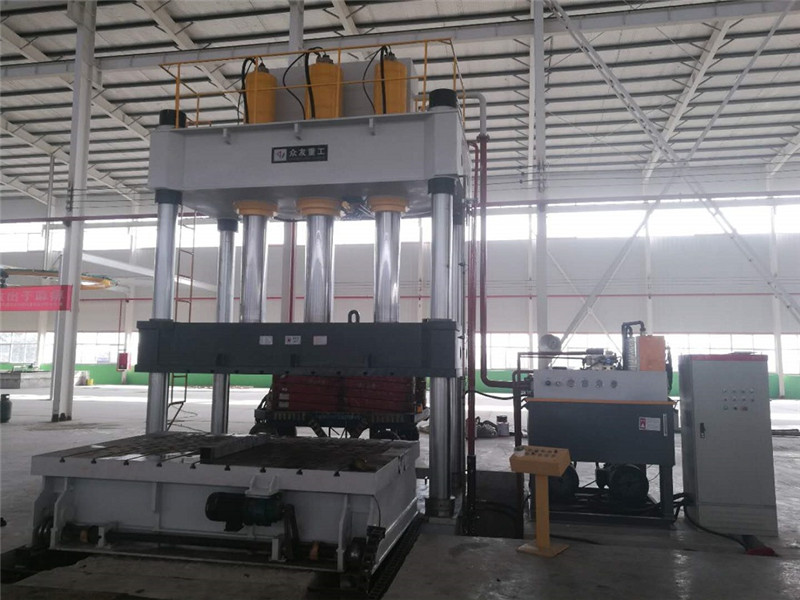 800噸三梁四柱三缸移動(dòng)工作臺液壓墊液壓機(jī)